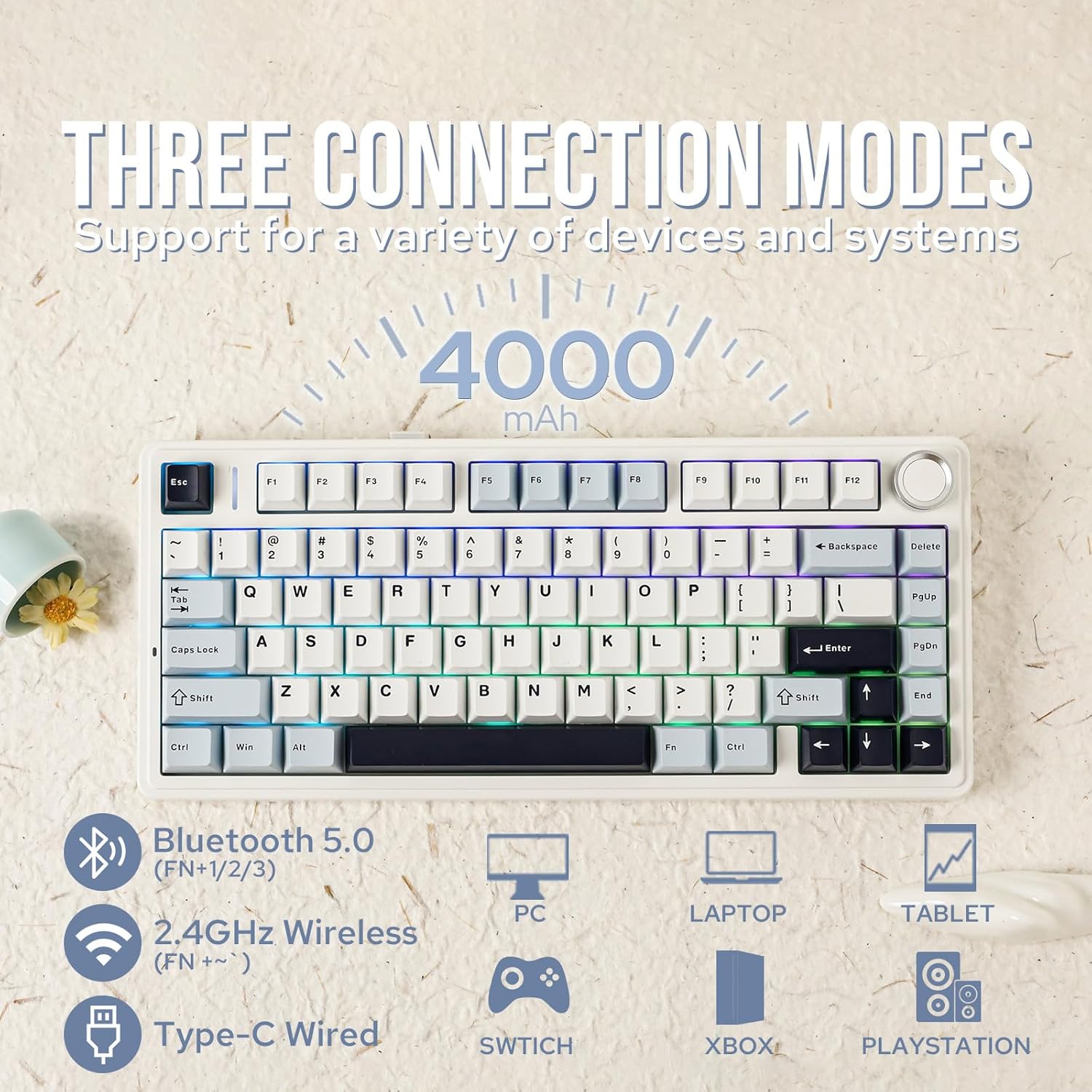 Gaming Keyboard Blue Switches - 아울라 F75 기계식 키보드 75% 무선