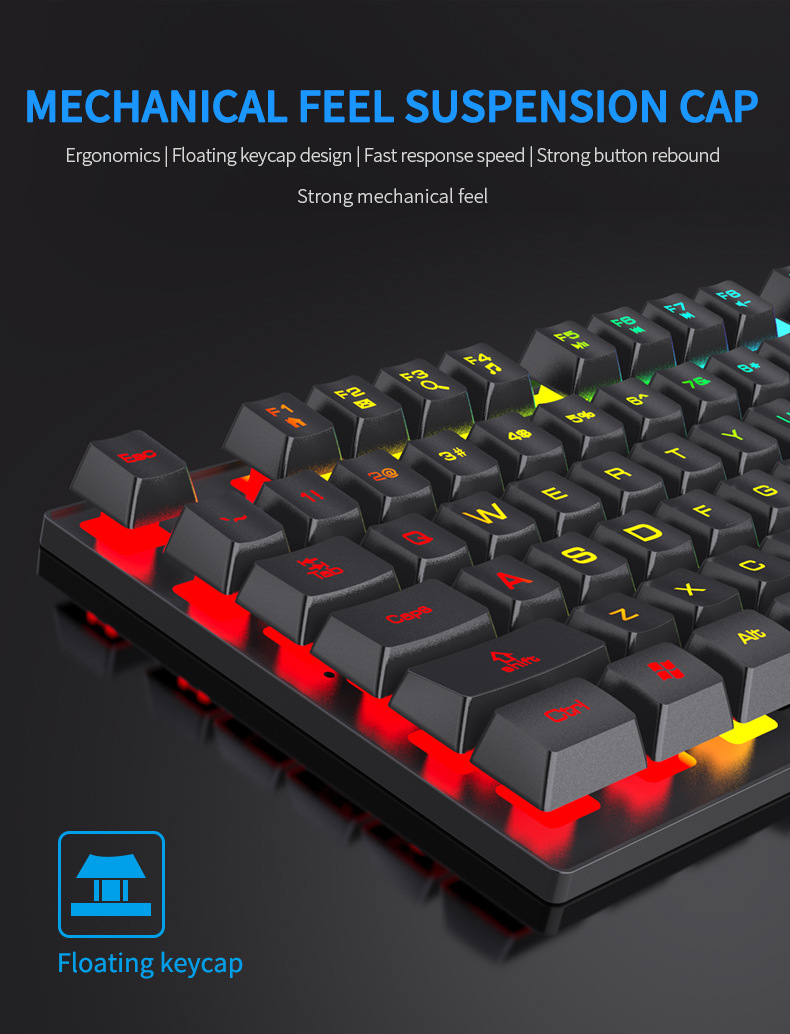 Keyboard Mouse Bundle Gaming - 104 키 백라이트 기계식 키보드 유선
