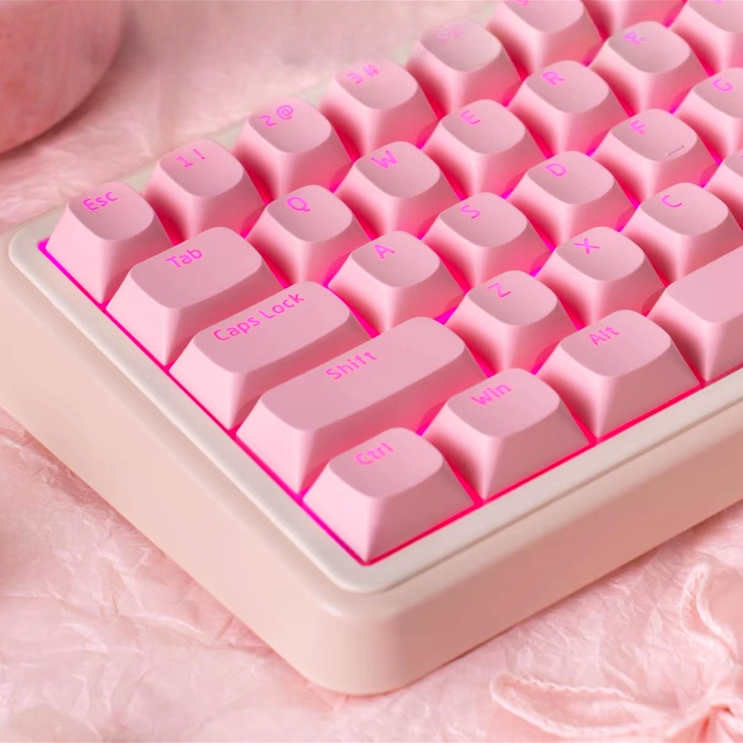 Keyboard Gaming Transparent - OEM 심플 핑크 푸딩 캐릭터 투명