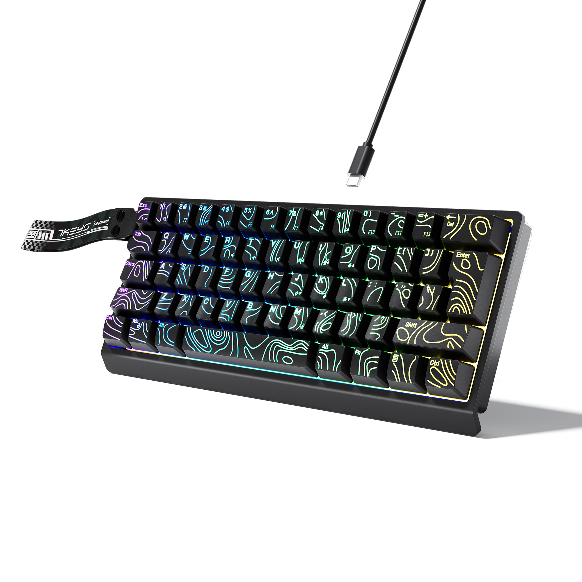 Gaming Keyboard Thocky - 60% 컴팩트 유선 키보드는 RGB 백라이트와