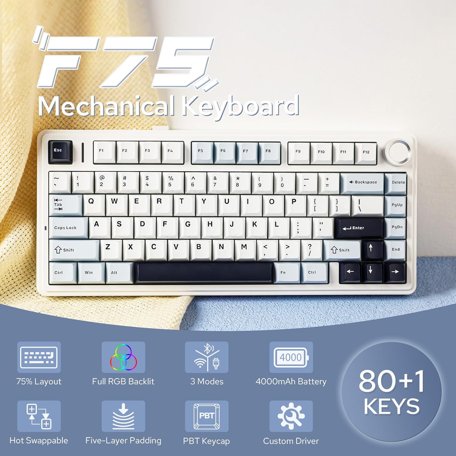 아울라 F75 기계식 키보드 75% 무선 핫스왑 블루투 - Gaming Keyboard Blue Switches 리뷰 및 가격
