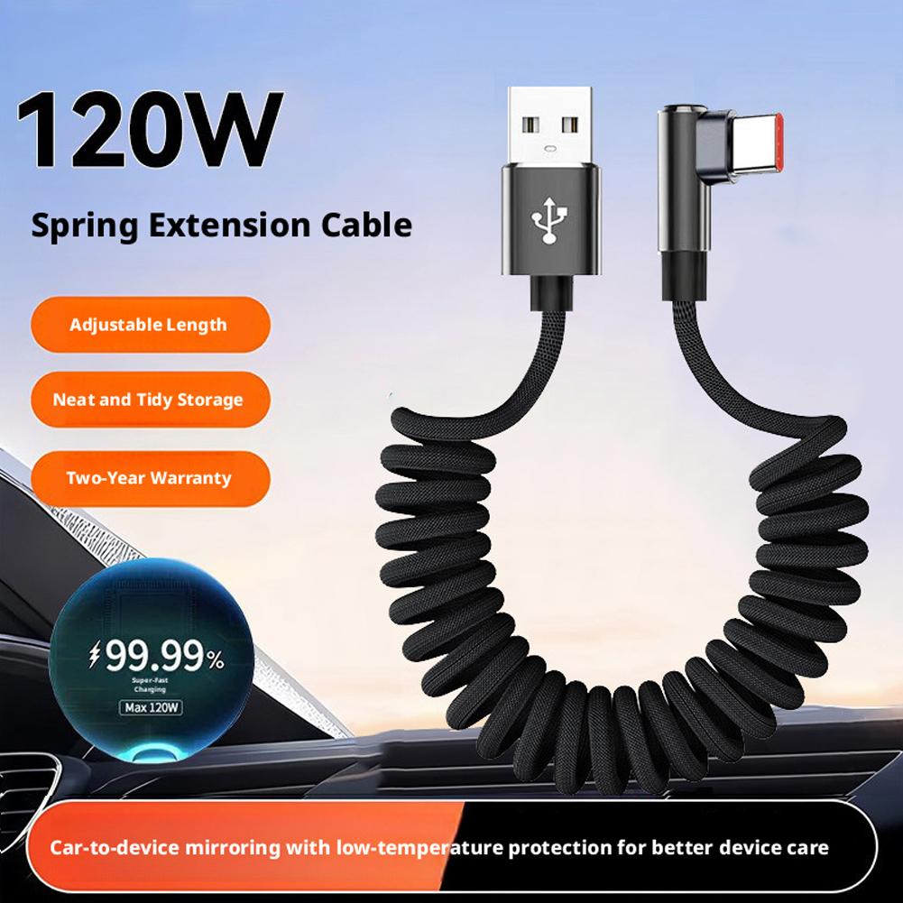 120W 고속 충전 코일형 USB C 케이블 90도 L - Coiled Usb Cable 리뷰 및 가격