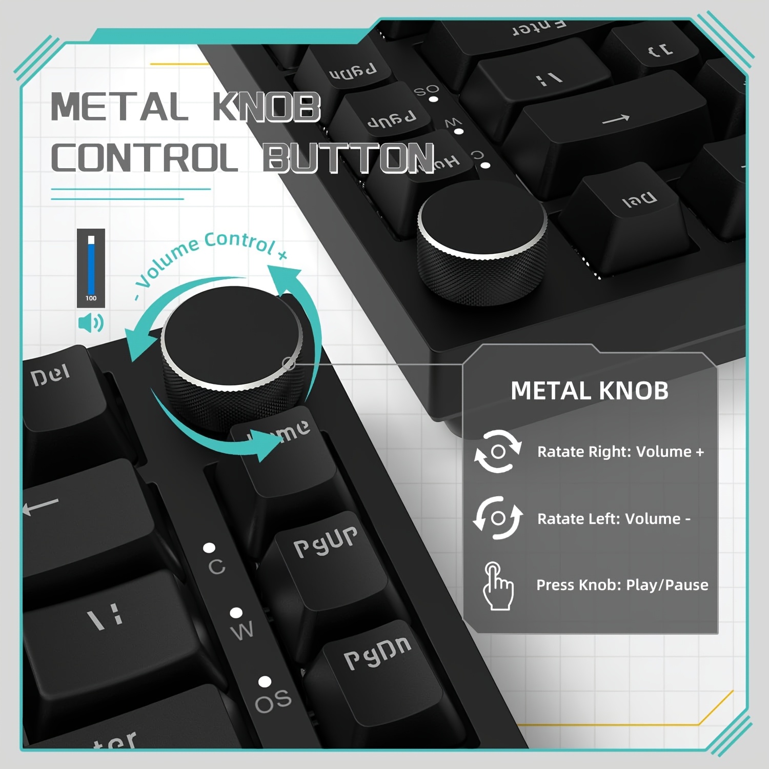 AJAZZ AK820 유선 회전식 볼륨 버튼 사무실 및 - Gaming Keyboard Thocky 리뷰 및 가격