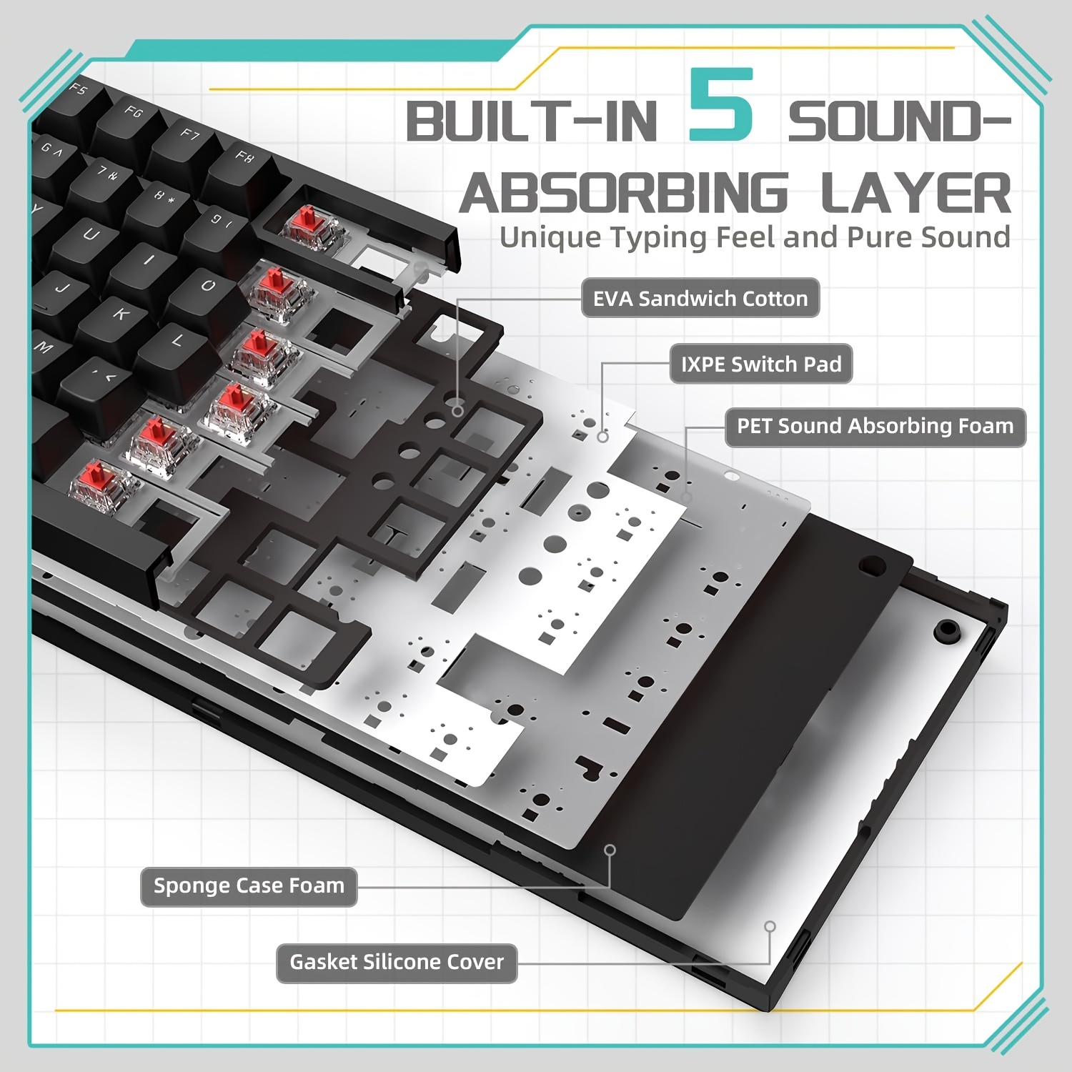 AJAZZ AK820 유선 회전식 볼륨 버튼 사무실 및 - Gaming Keyboard Thocky 리뷰 및 가격
