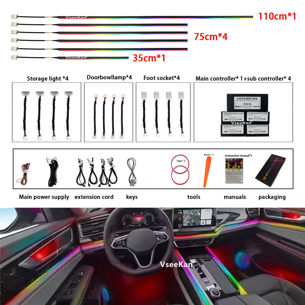 18 in 1 LED 심포니 앰비언트 라이트 자동차 실 - Rgb Underglow Strip 리뷰 및 가격