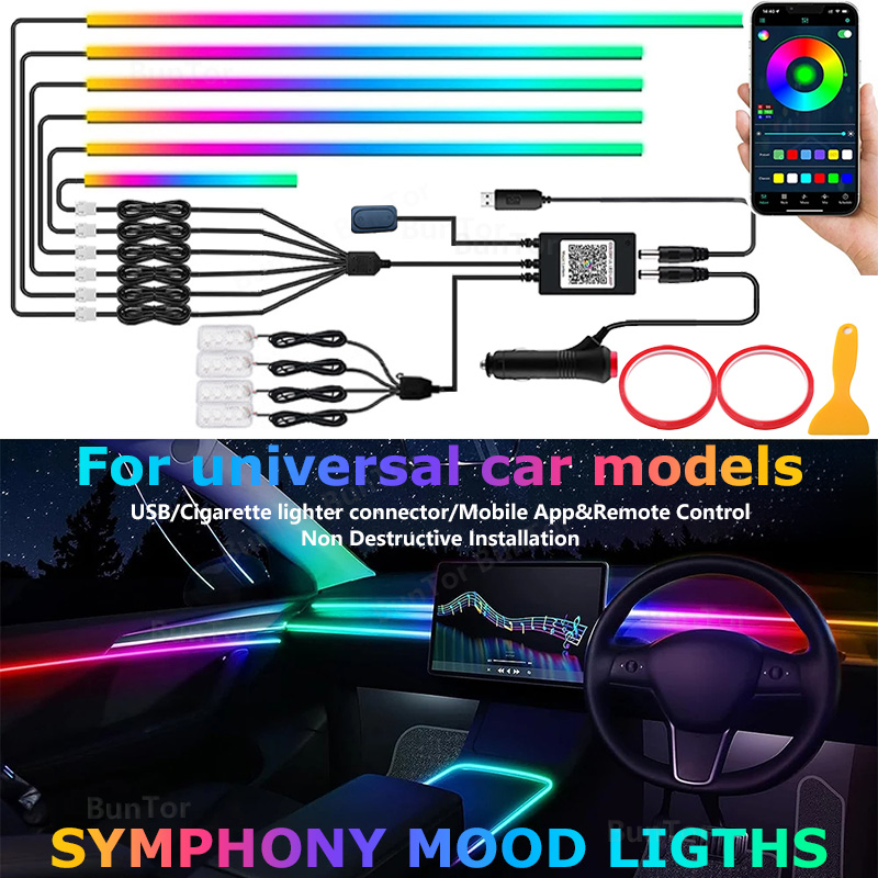 자동차 앰비언트 라이트, 64 색 아크릴 LED 램프  - Rgb Underglow Strip 리뷰 및 가격